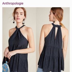 Anthropologie Black Lavina Halter Tank Top